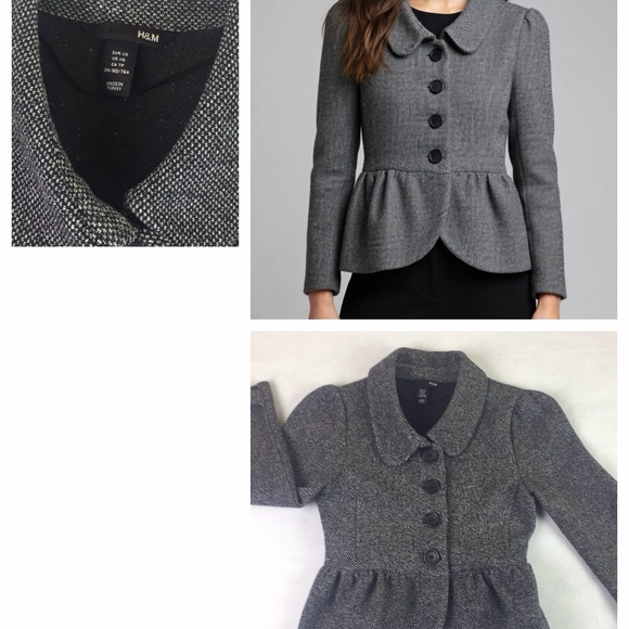 H&M Jackets & Blazers - H&M Gray Tweed Peplum Blazer